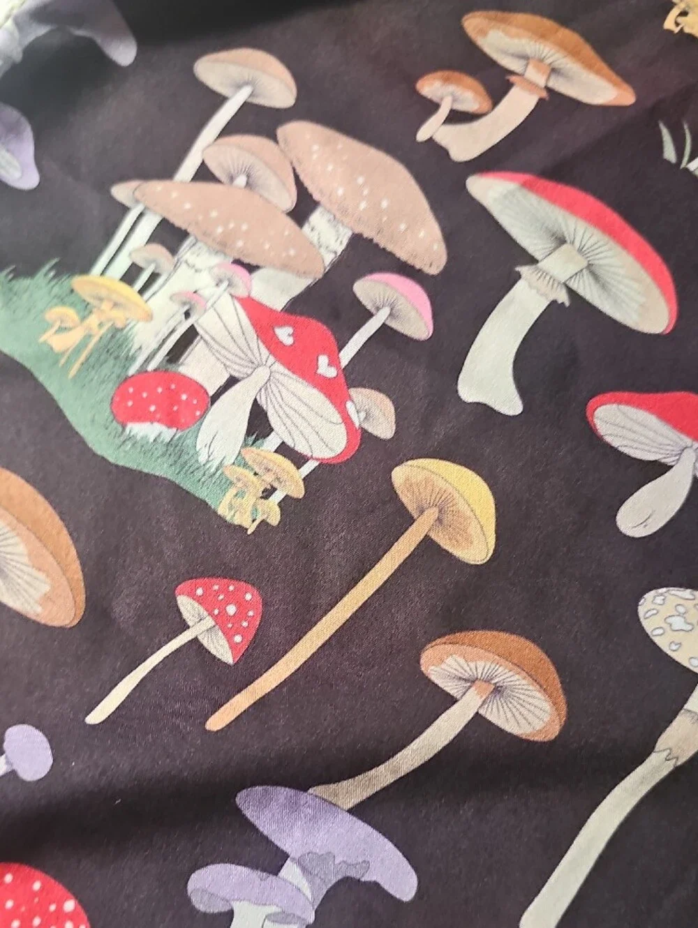 Mushroom Print Short Sleeve Button-Up Shirt - Multicolor - Picture 4 of 5